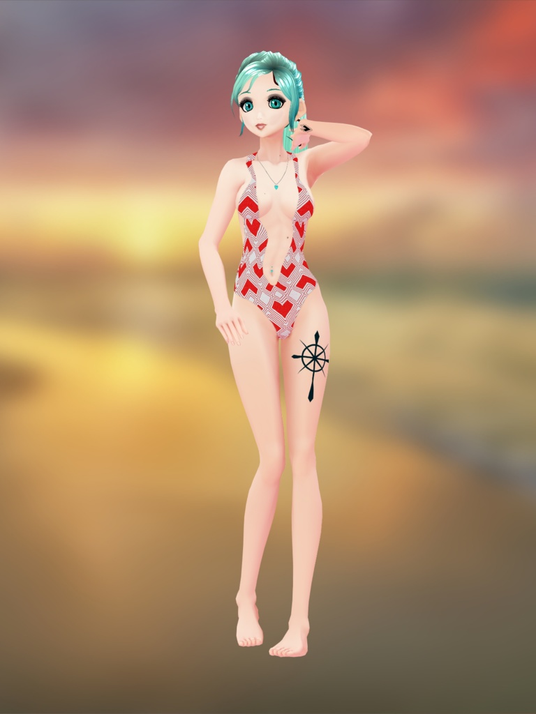 Bathingsuit white with hearts vroid