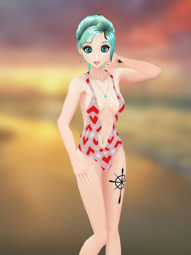 Bathingsuit white with hearts vroid