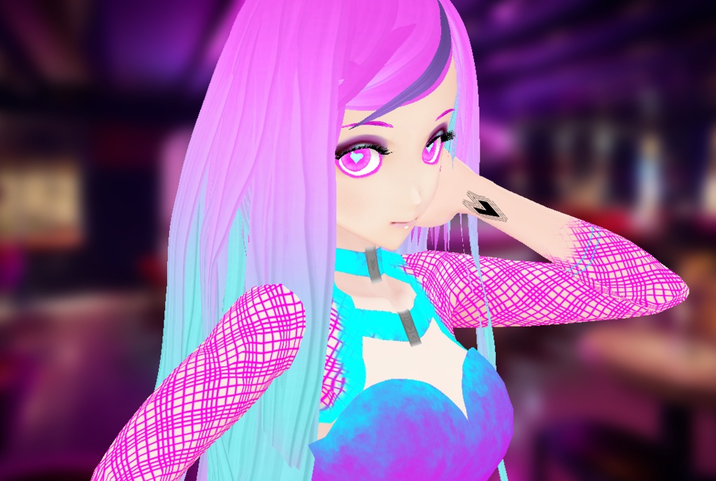 magenta teal party dress vroid clubwear outfit