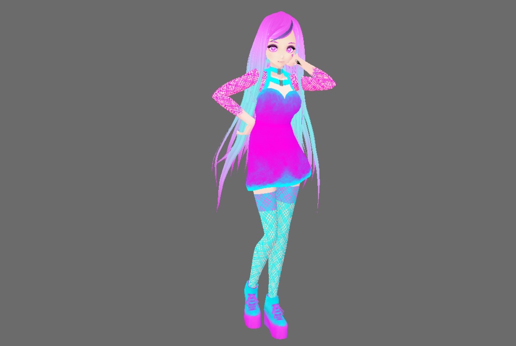 magenta teal party dress vroid clubwear outfit