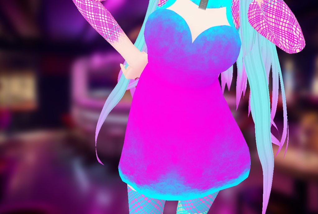 magenta teal party dress vroid clubwear outfit