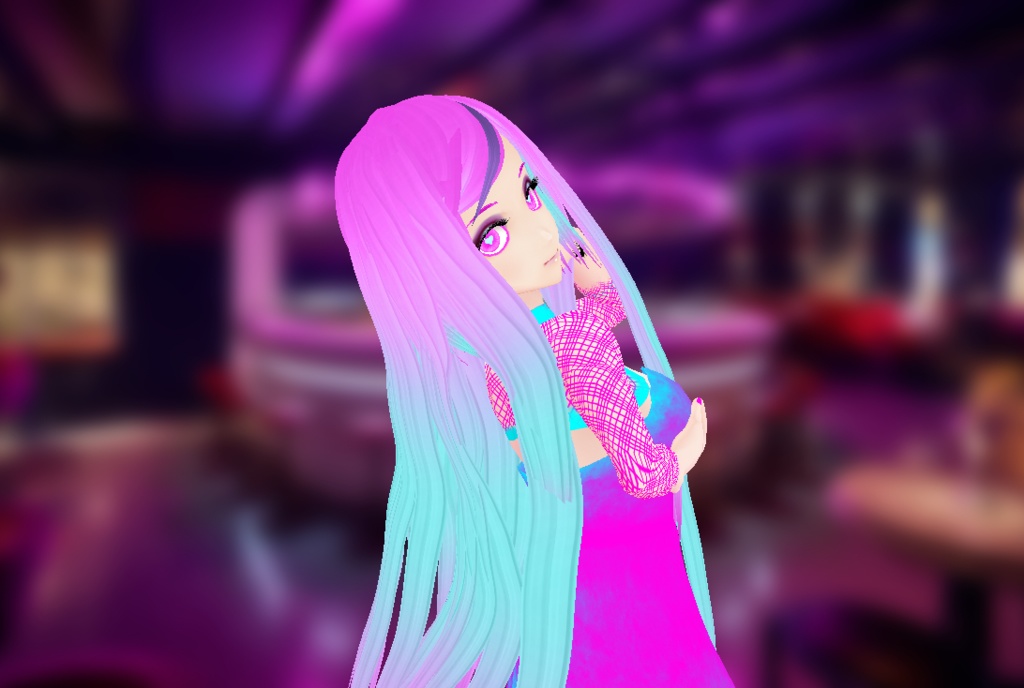 magenta teal party dress vroid clubwear outfit