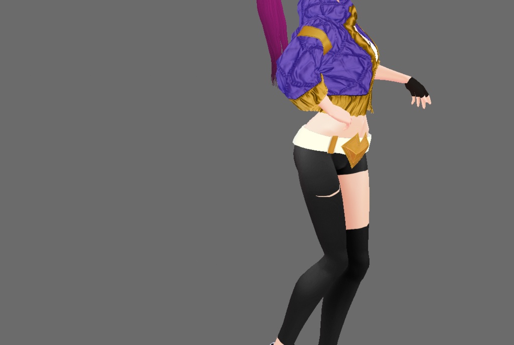 Akali KDA Popstars Cosplay outfit, on model.