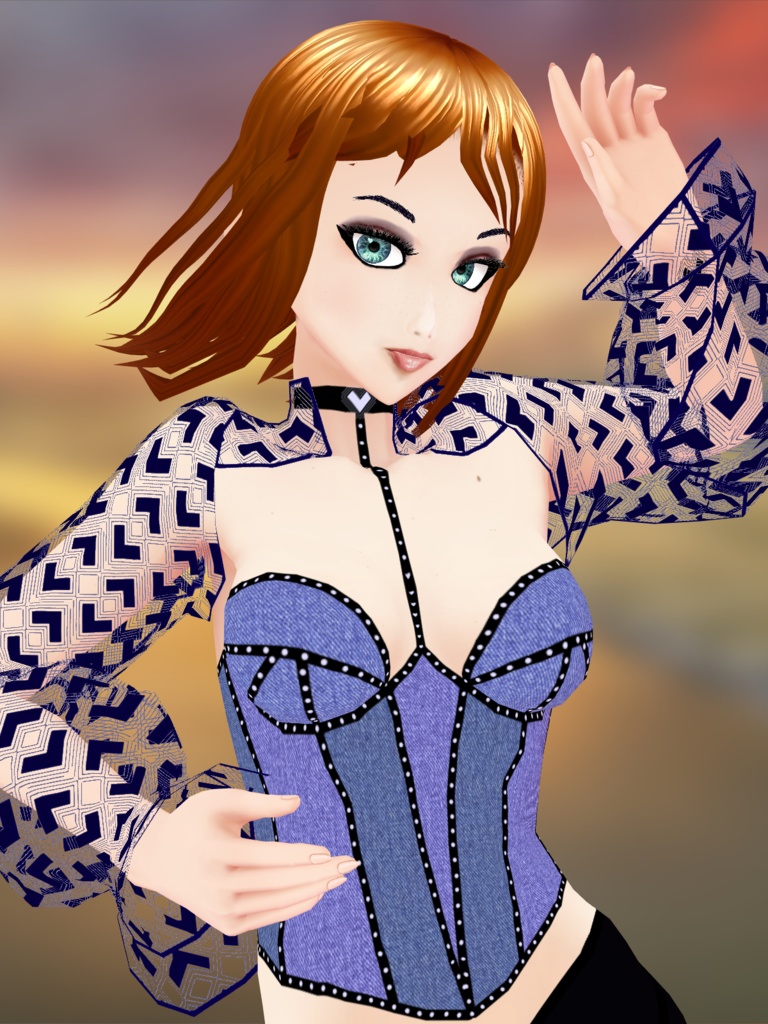 Vroid outfit Denim corset top 