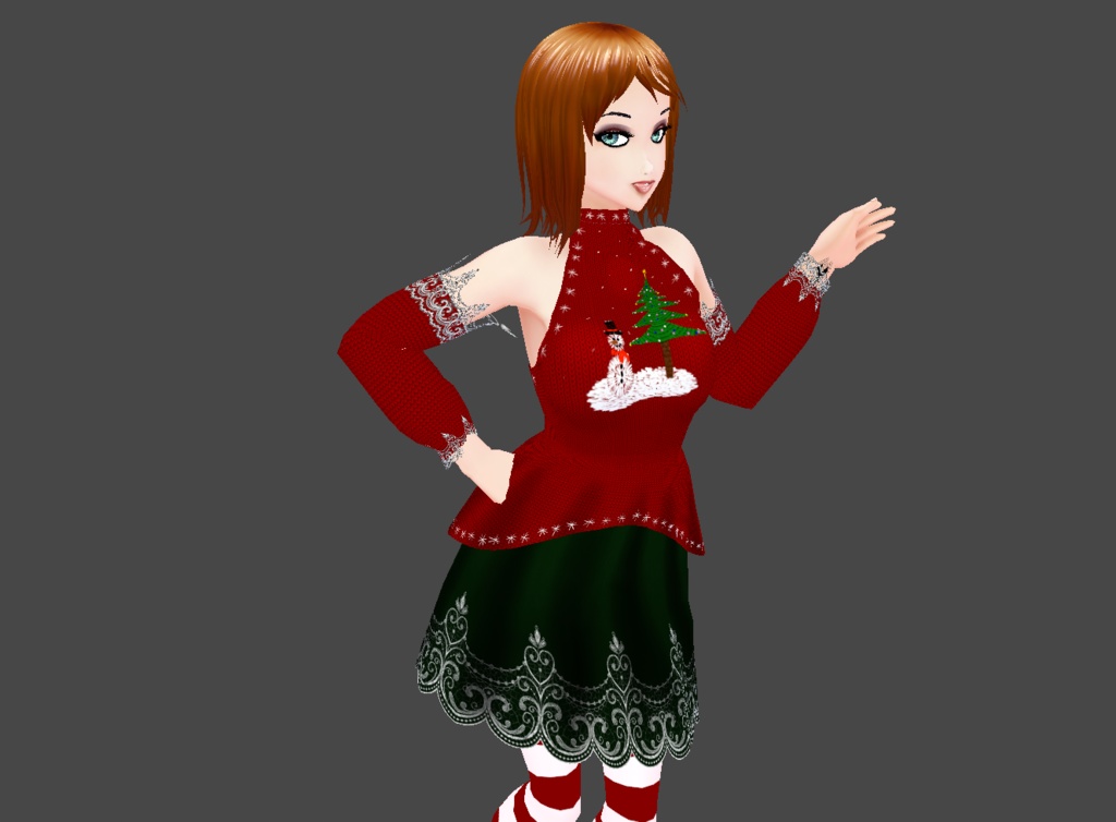vroid christmas outfit stable red green