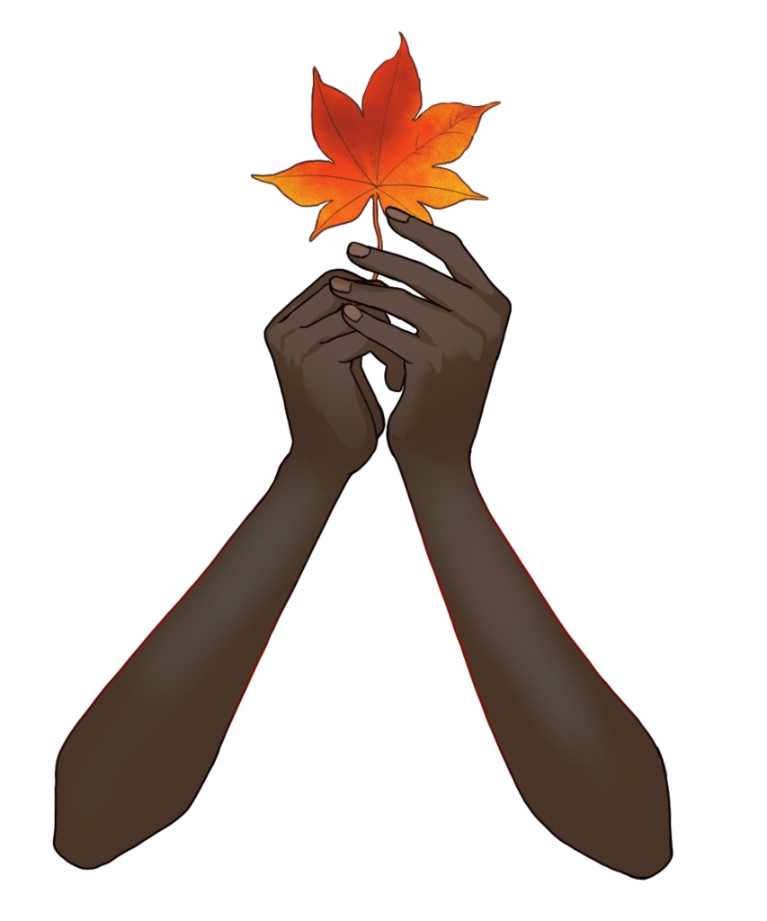 紅葉を持つ手