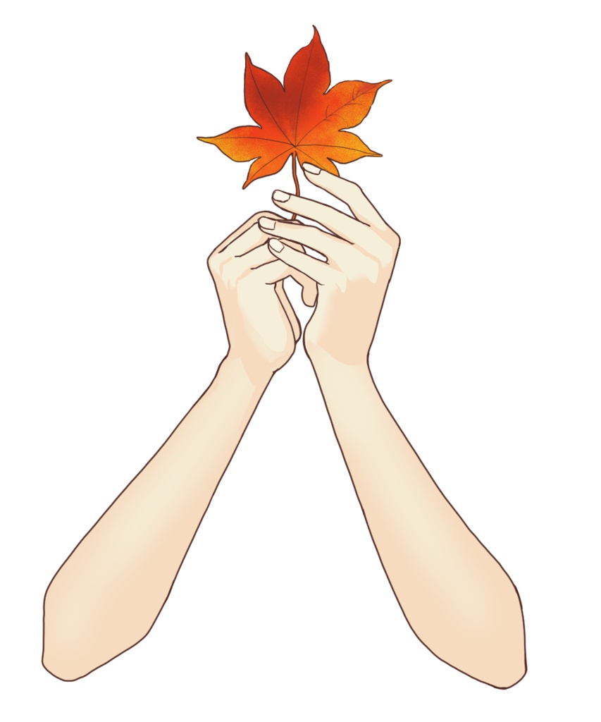 紅葉を持つ手