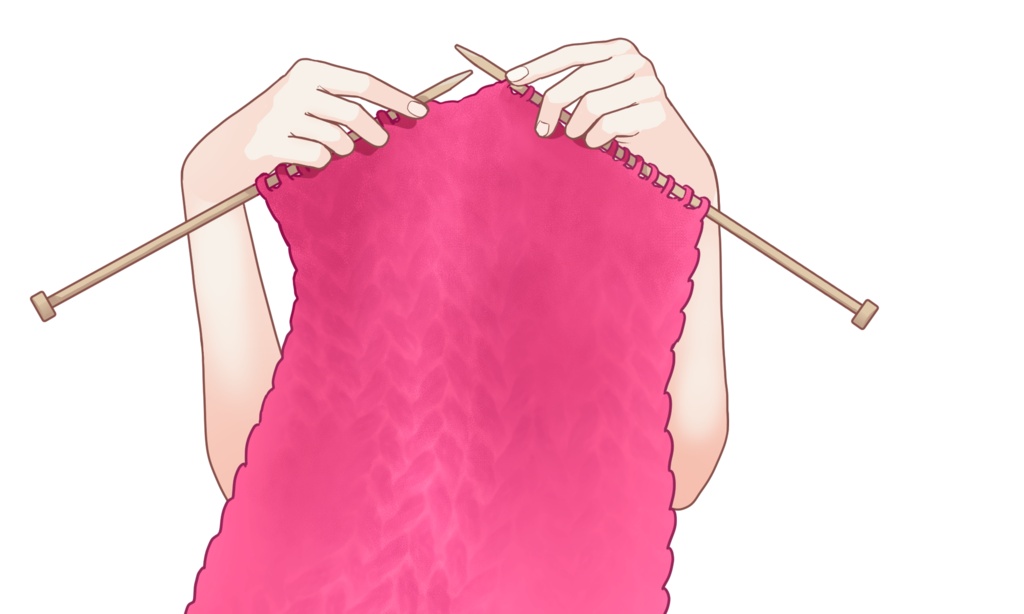 編み物をする手