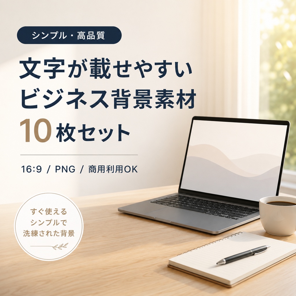 文字が載せやすいビジネス背景素材10枚セット|16:9・商用利用OK