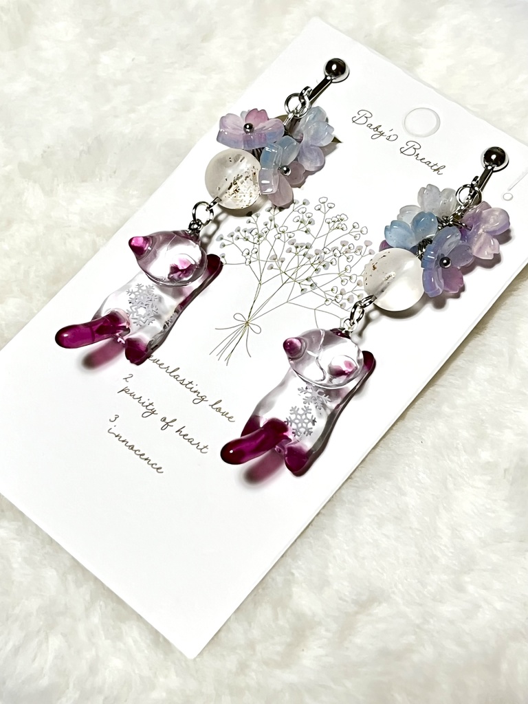 雪化粧とにゃんこ　イヤリング