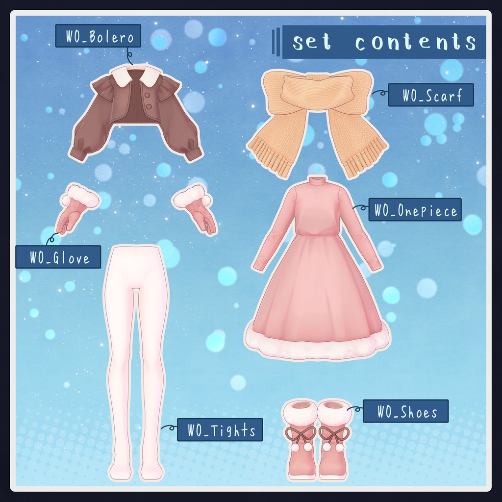 【6アバター対応】冬のおめかし着 -Winter Onepiece-【MA設定済み】