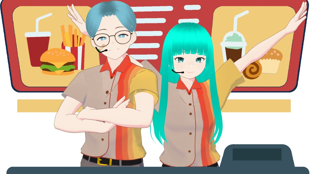 【Free】Vtuber Fastfood counter【Background Created by TwisWua】