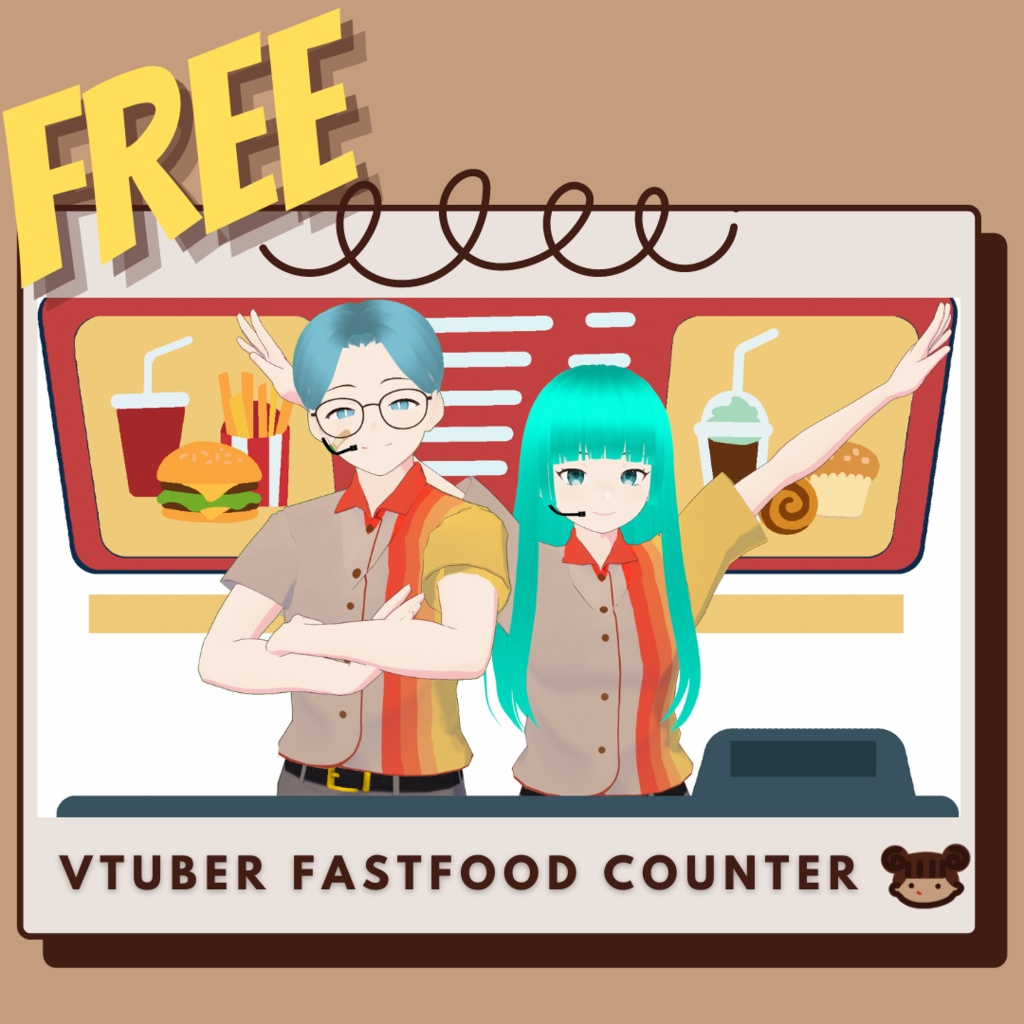 【Free】Vtuber Fastfood counter【Background Created by TwisWua】