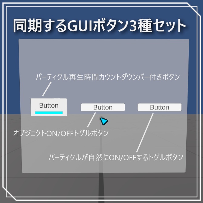 【VRChat】同期するGUIボタン3種セット