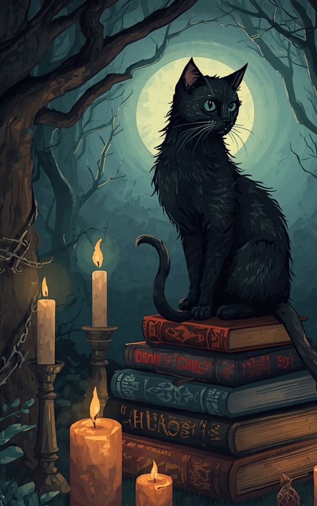[A6小説表紙 / 黒猫と古書の森