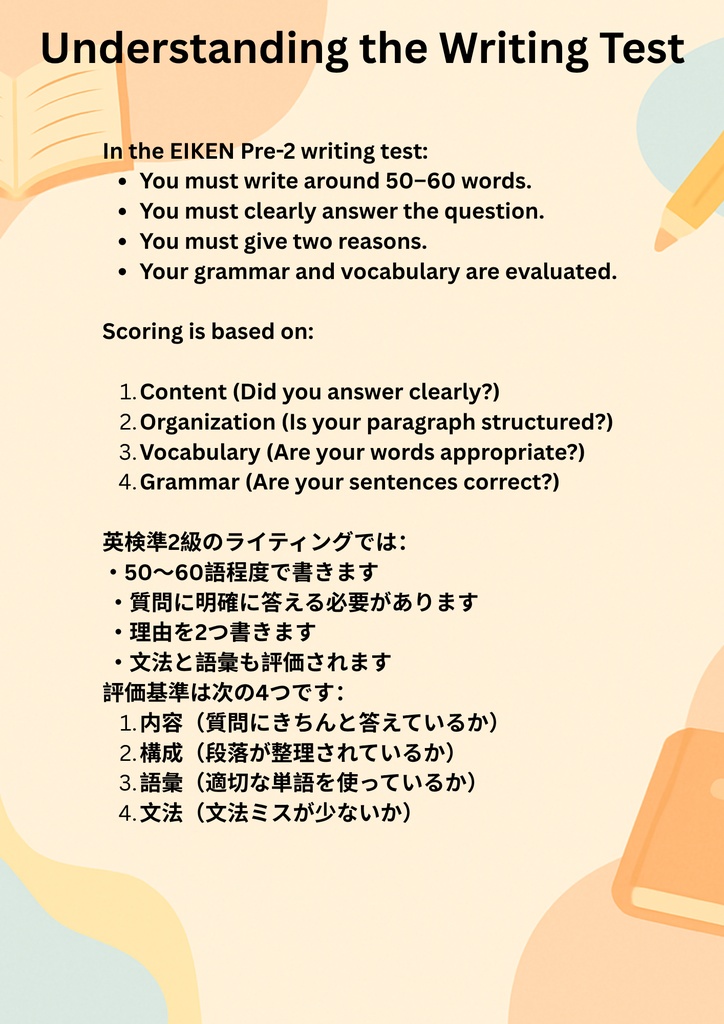 Eiken Pre-2 Writing Practice