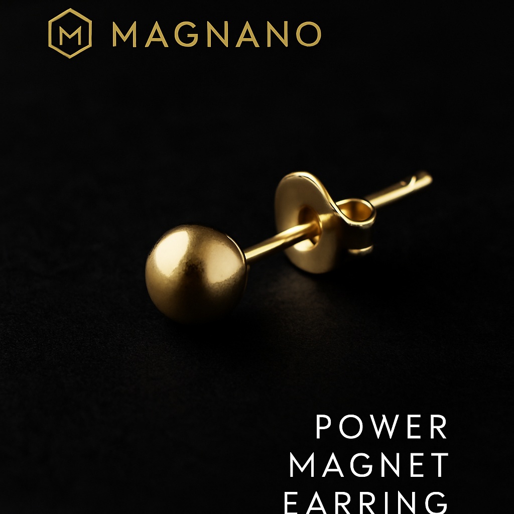 【磁力ピアス】MAGNANO5|耳つぼ × マグネット × おしゃれ|ゴールド 5mm|高級感アクセ|メンズ・レディース兼用 | 金属アレルギー対応