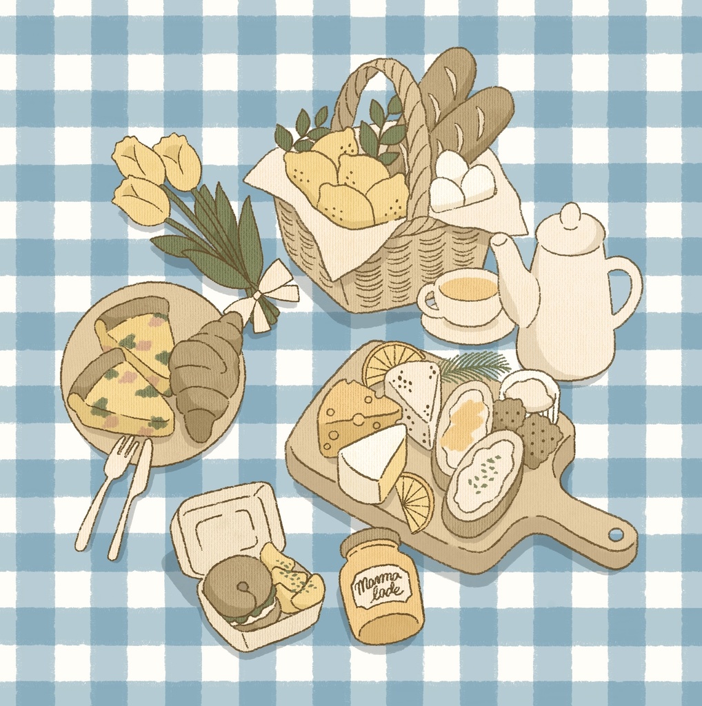 トートバッグ(ピクニック青)