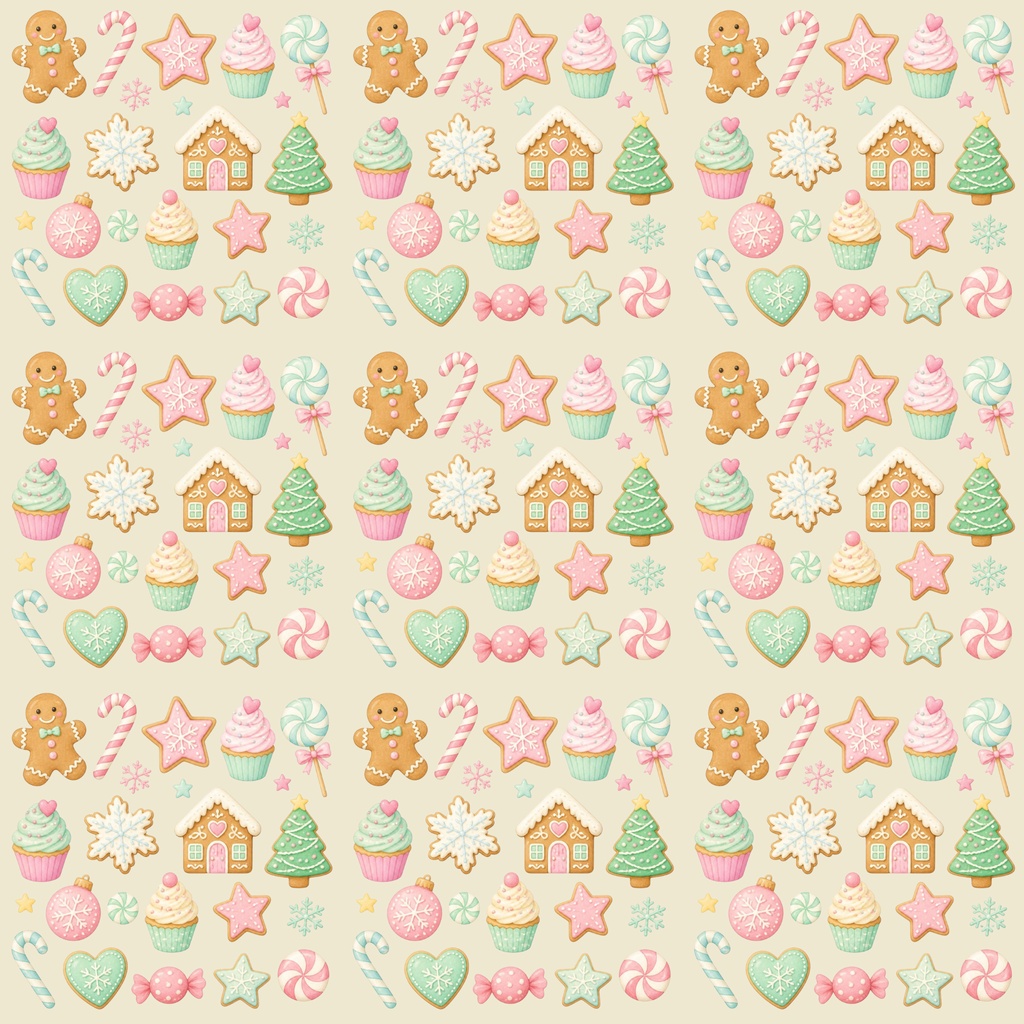 クリスマスお菓子柄 大人かわいい デジタルペーパー 5枚セット