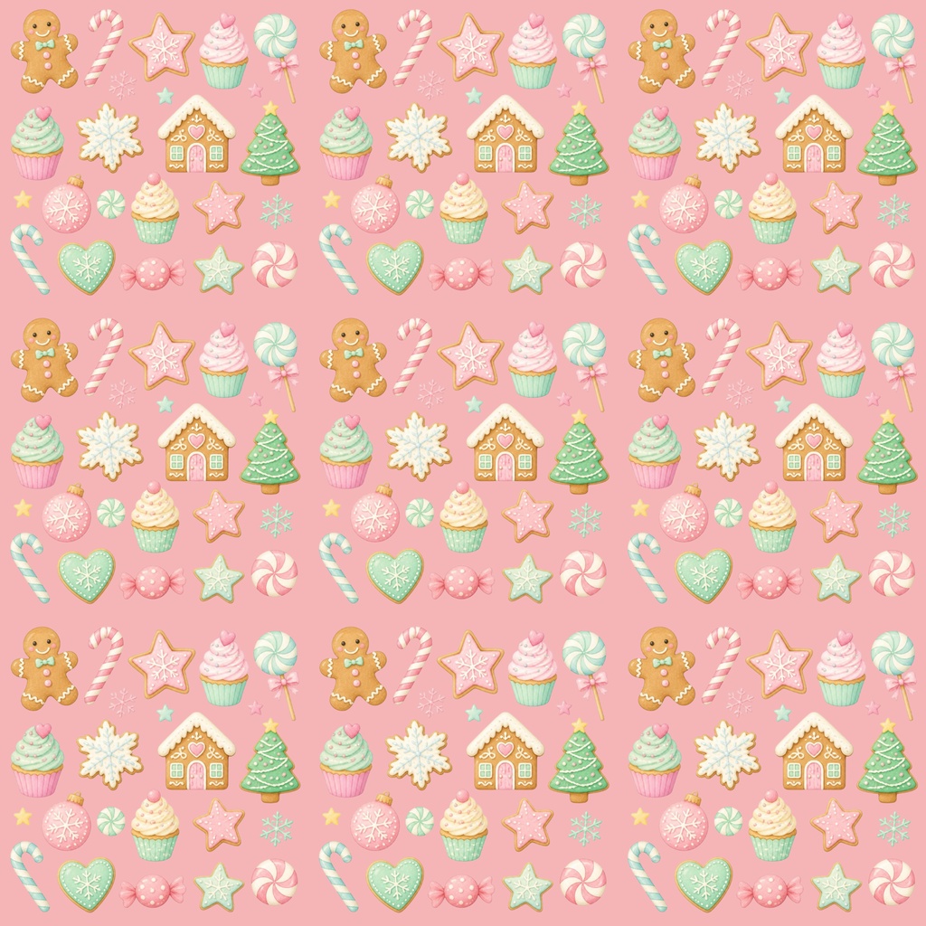 クリスマスお菓子柄 大人かわいい デジタルペーパー 5枚セット