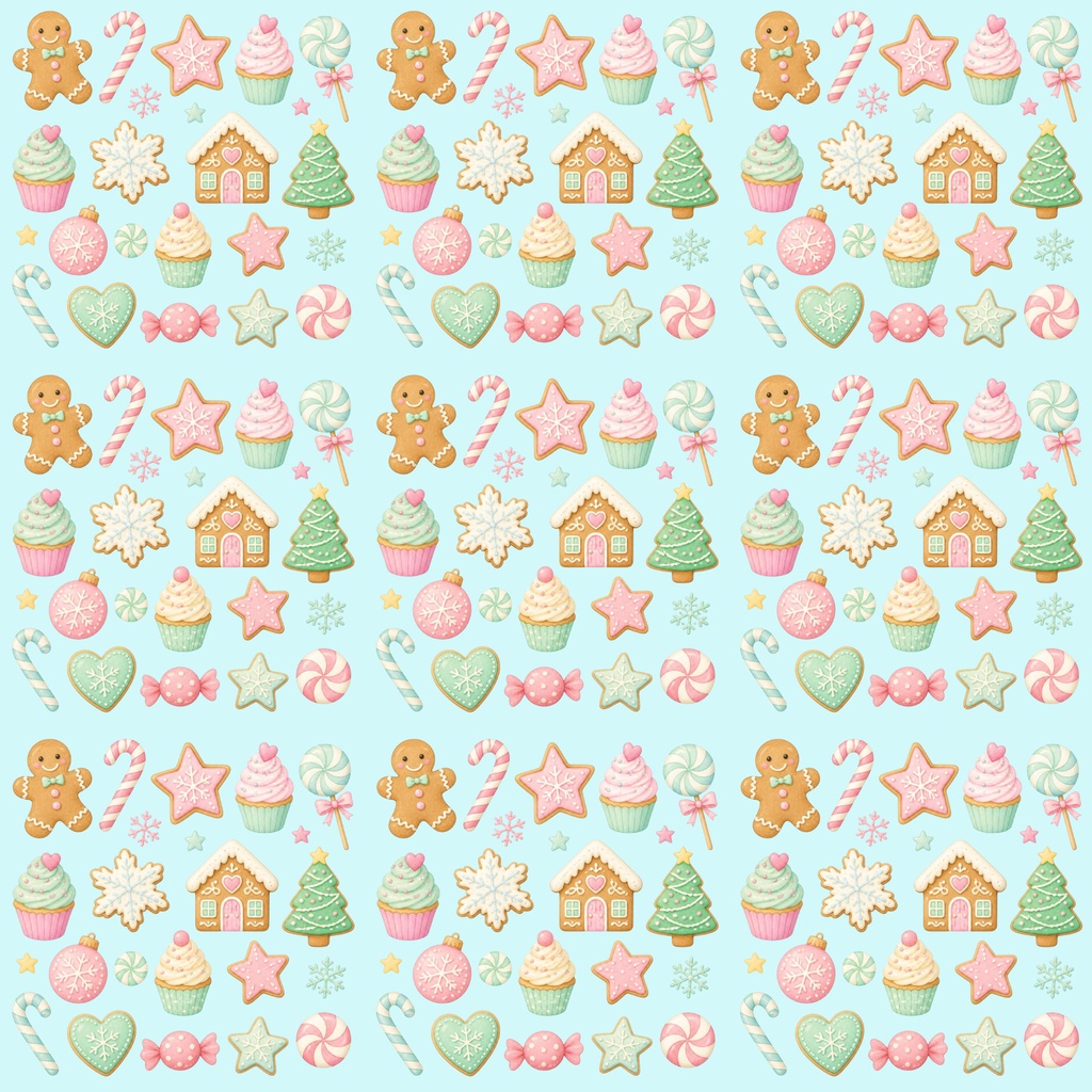 クリスマスお菓子柄 大人かわいい デジタルペーパー 5枚セット