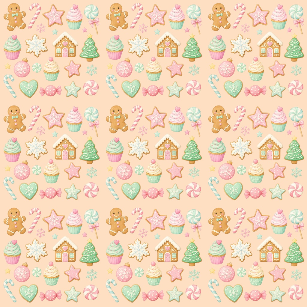 クリスマスお菓子柄 大人かわいい デジタルペーパー 5枚セット