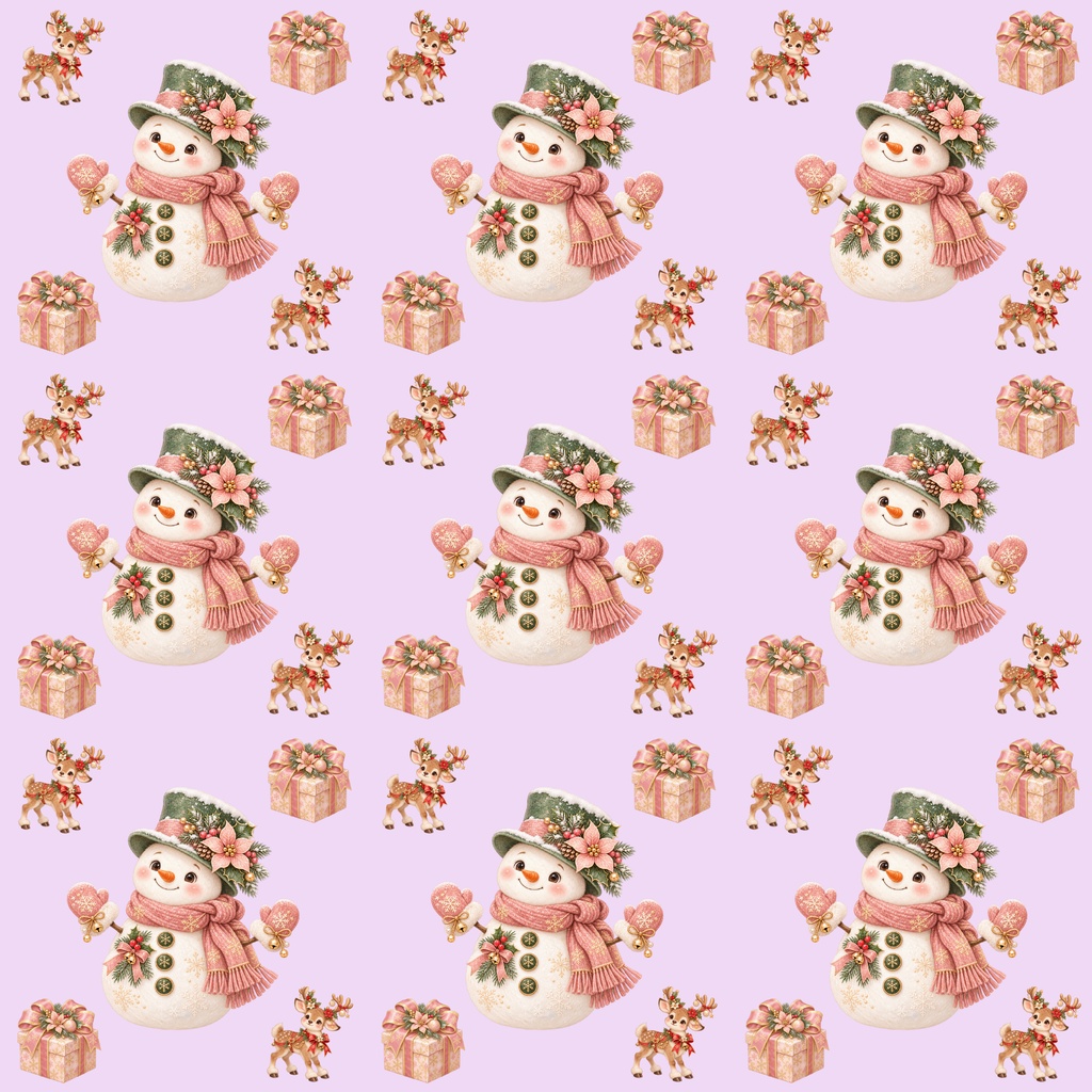 クリスマス雪だるま&トナカイ柄|デジタルペーパー5枚