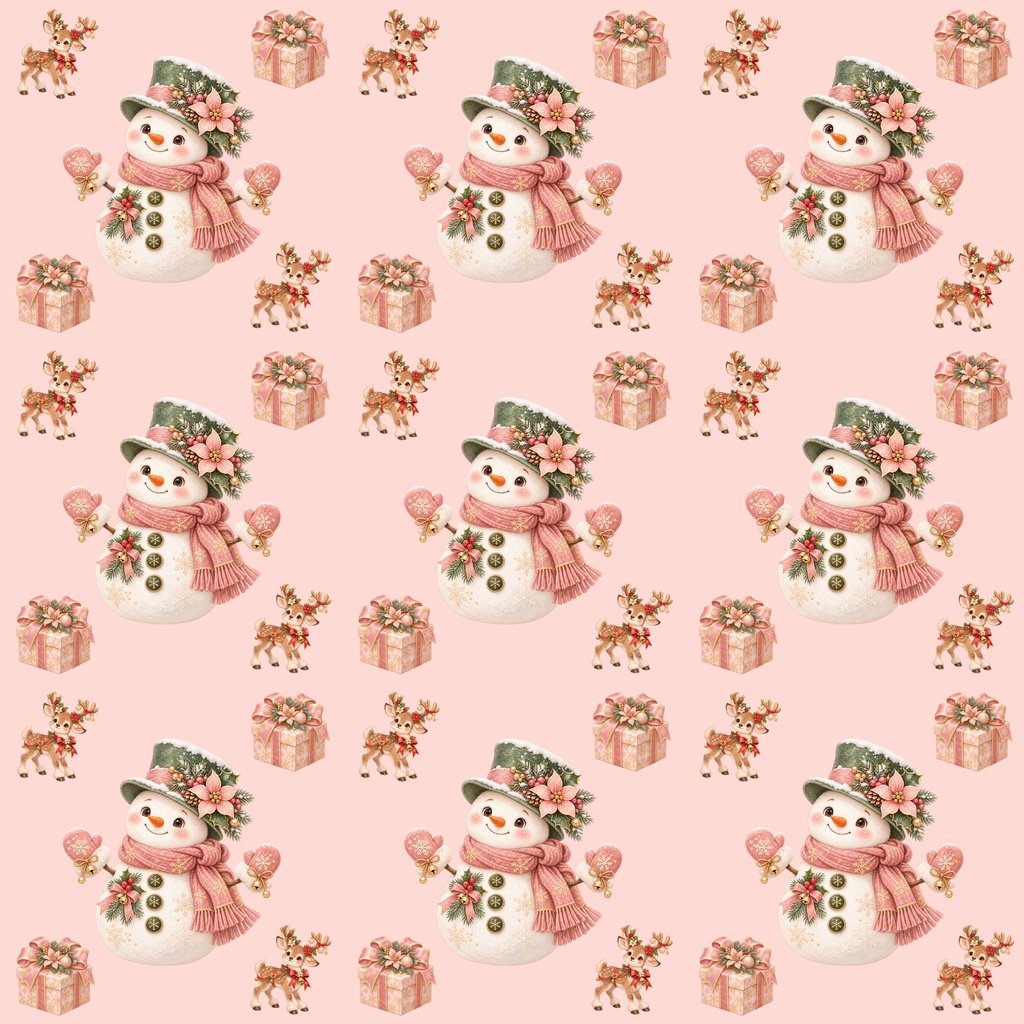 クリスマス雪だるま&トナカイ柄|デジタルペーパー5枚