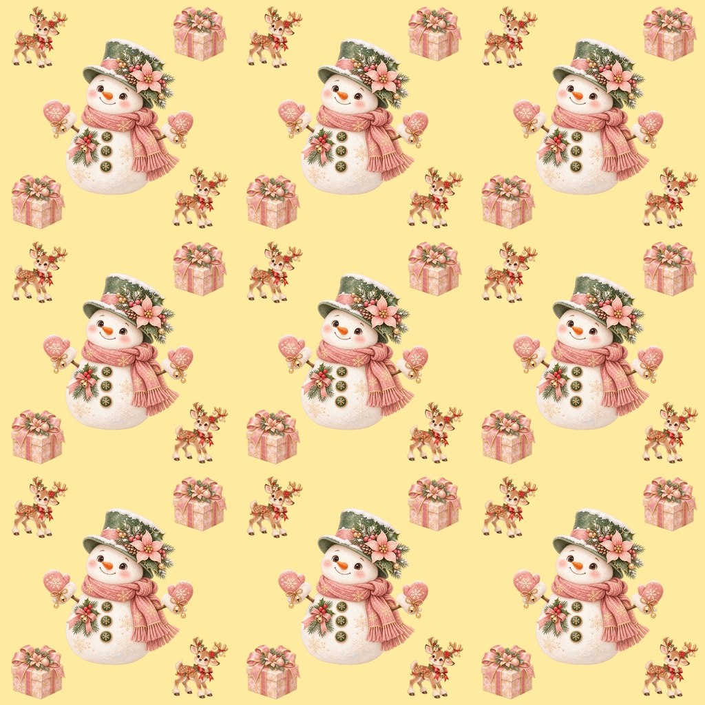 クリスマス雪だるま&トナカイ柄|デジタルペーパー5枚