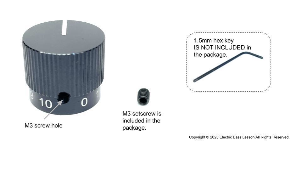 エレキベース/エレキギター用 数字/マーカーライン付きアルミ製コントロールノブ(販売中)