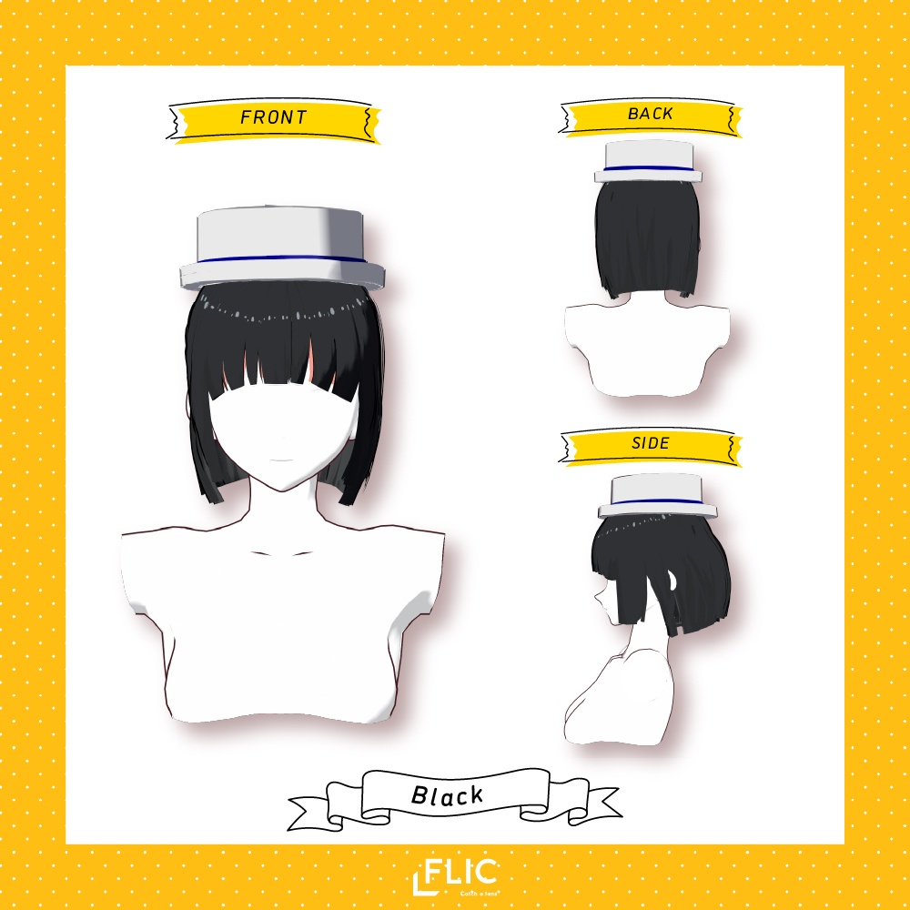 【VRoid】帽子付き!サイド編み込みボブヘアープリセット