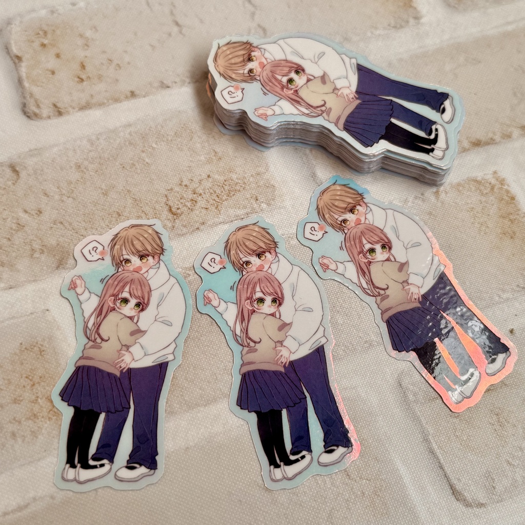 一花と加地のむぎゅっとシール