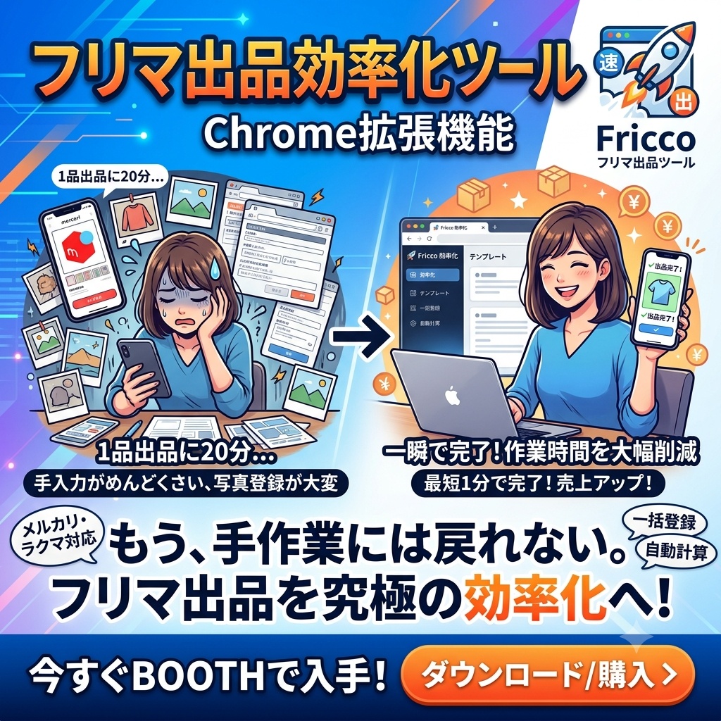 フリマ出品効率化ツール（メルカリ対応）