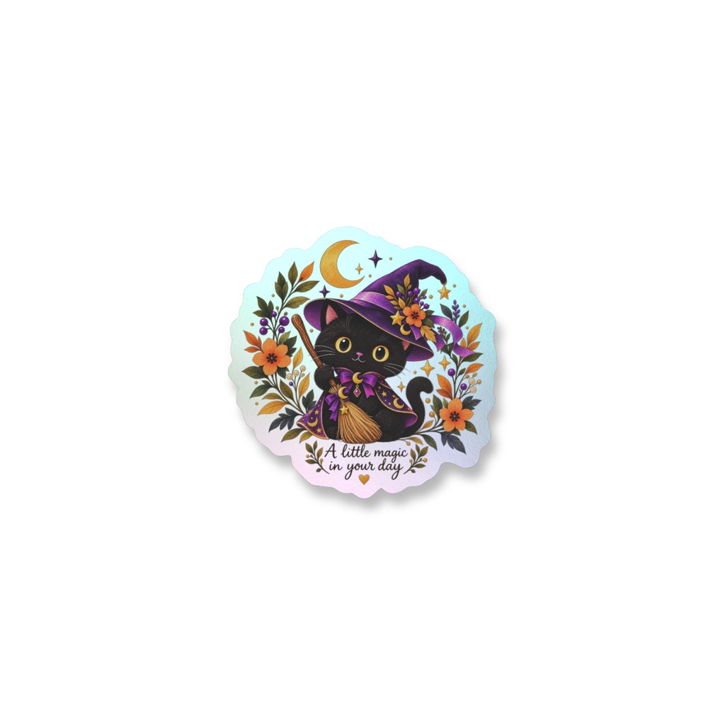 ハロウィン-黒猫魔女猫-スマホステッカー