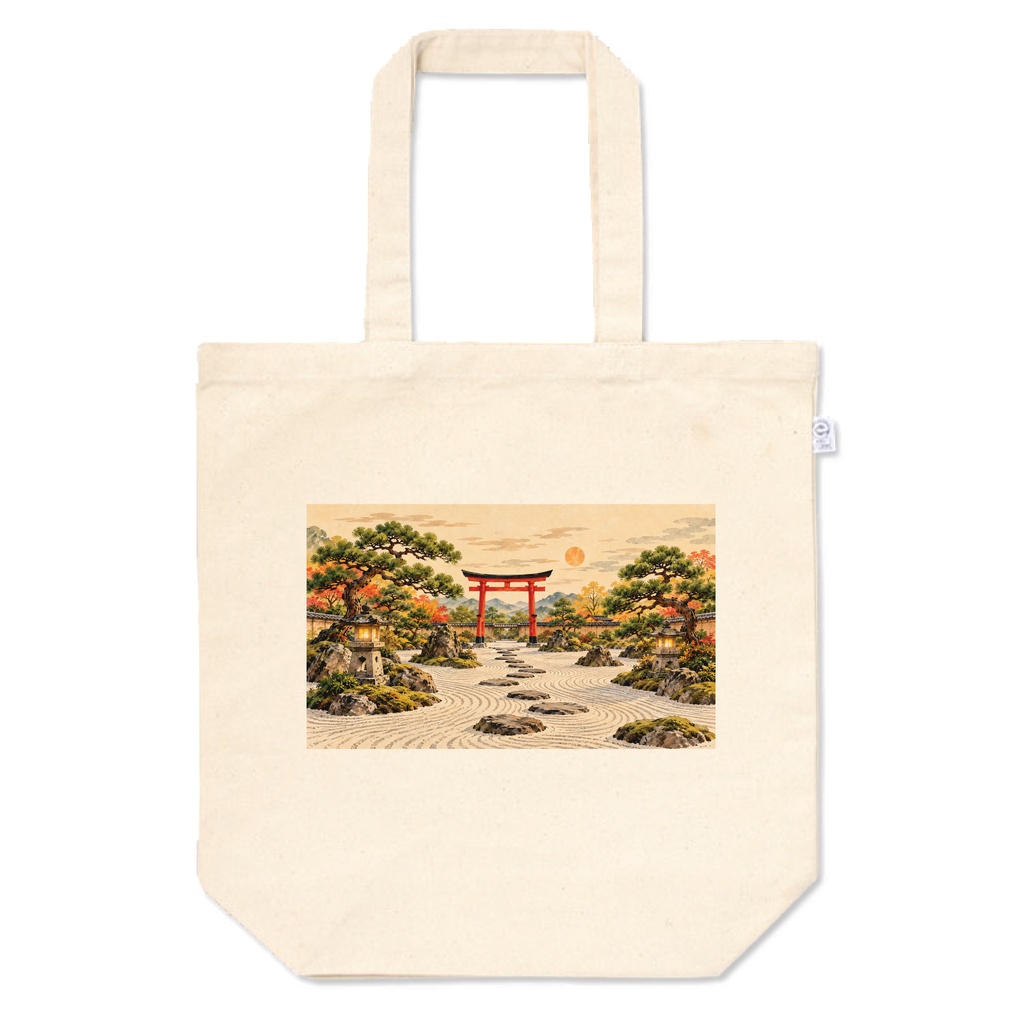 Japan zen garden tote bag 枯山水鳥居トートバッグ