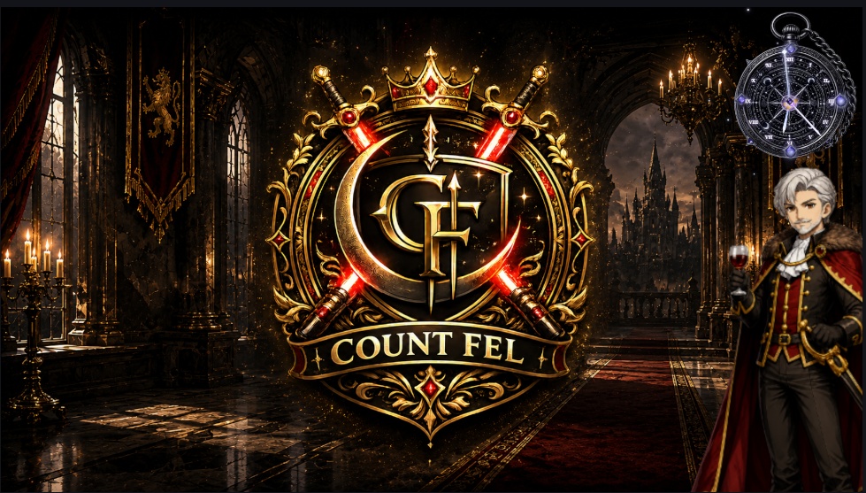【OBS素材】魔法懐中時計ウィジェット - Midnight Black|ファンタジー・ゴシック系配信向け