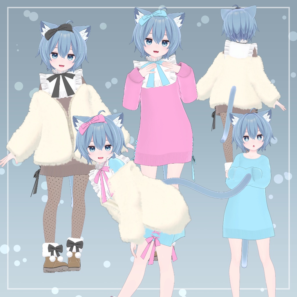 【12アバター対応】衣装3Dモデル『ふわもこスノーガーリー』