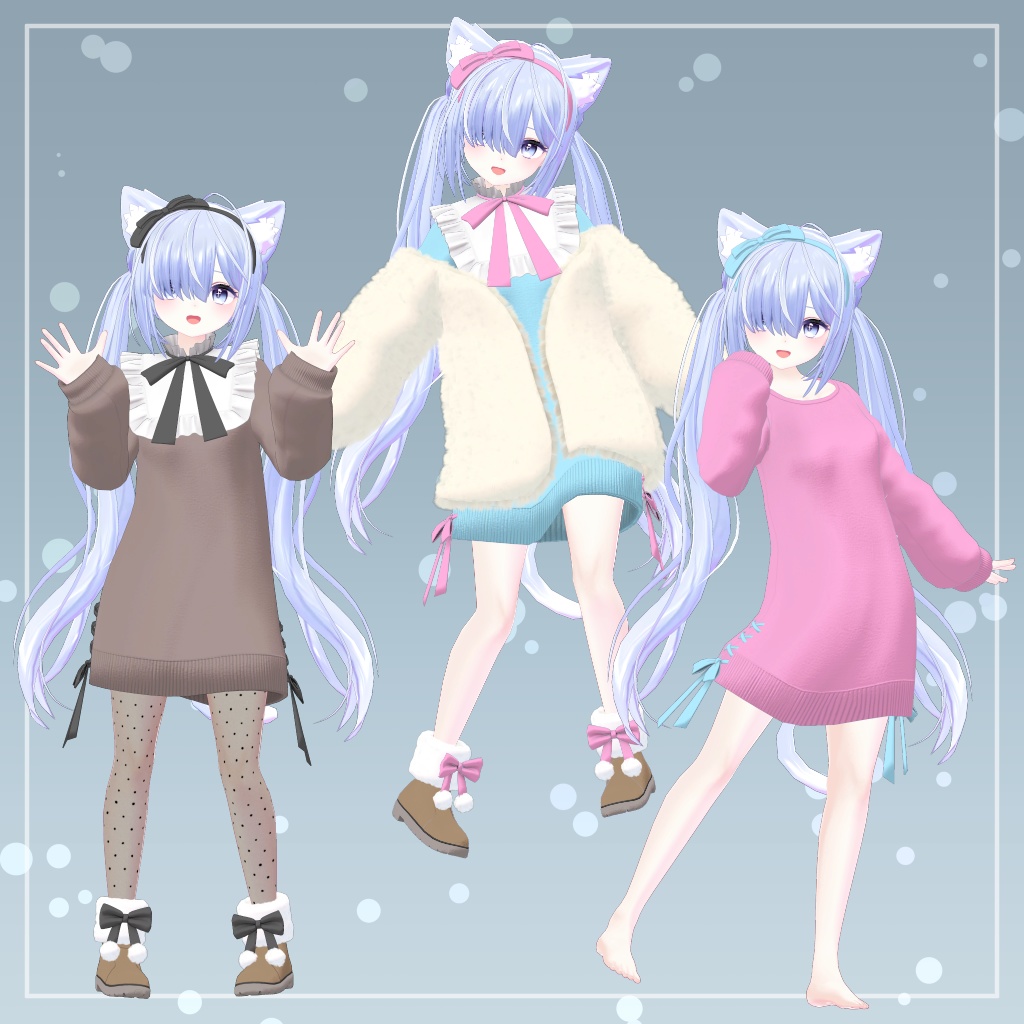 【12アバター対応】衣装3Dモデル『ふわもこスノーガーリー』