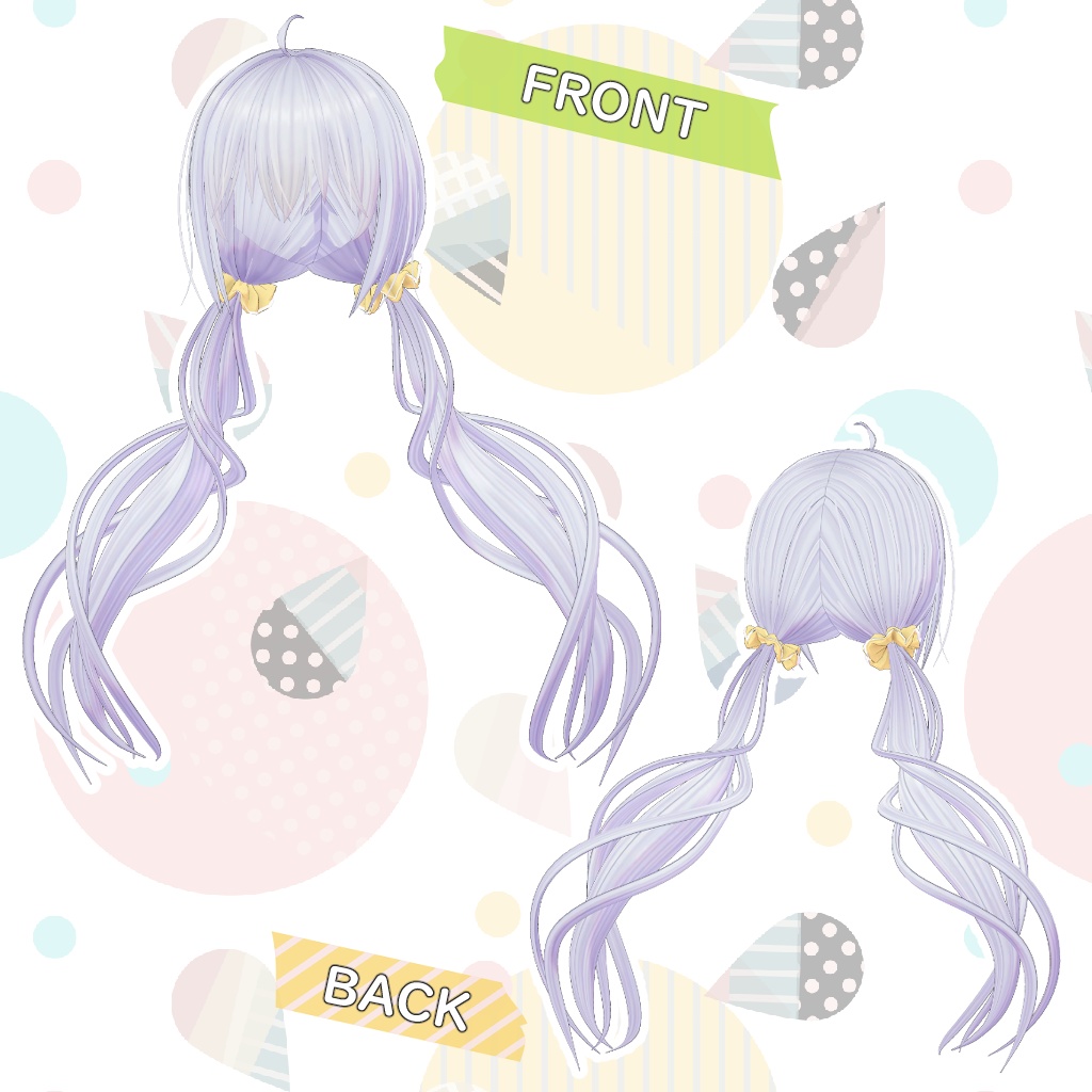 髪型3Dモデル『くるくるローツイン』