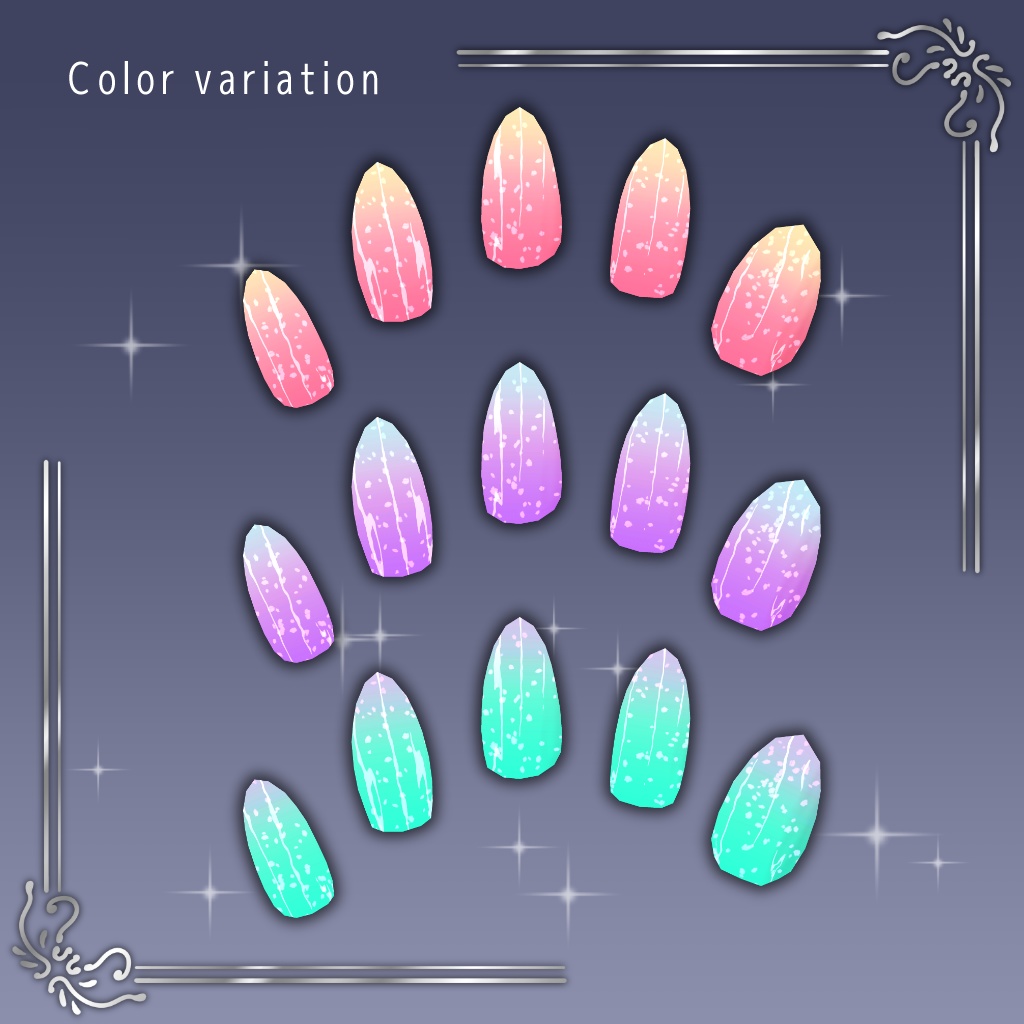 【26アバター対応】ネイル3Dモデル『きらきらネイル』