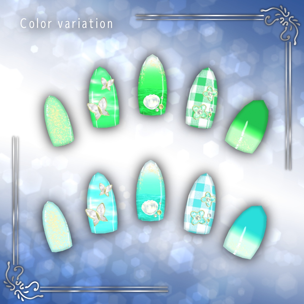 【26アバター対応】ネイル3Dモデル『サマーナチュラルネイル』