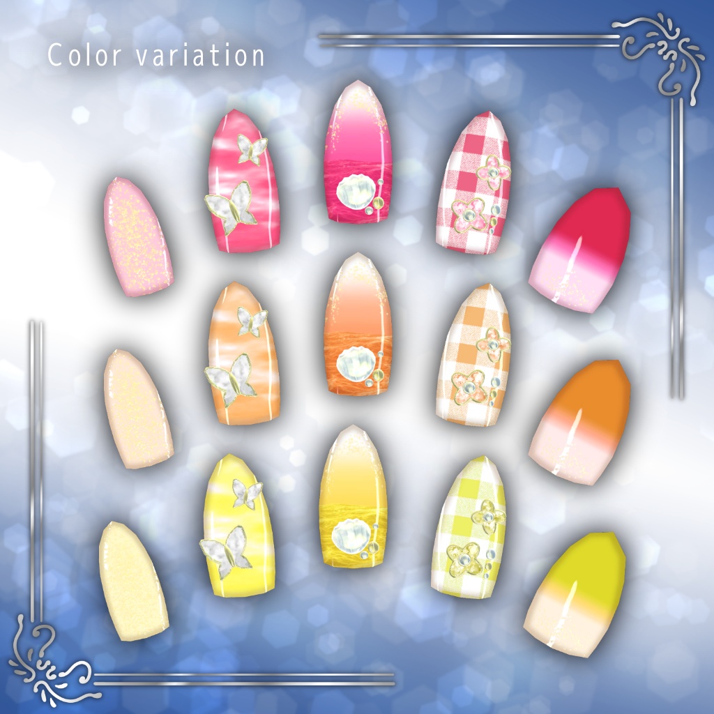 【26アバター対応】ネイル3Dモデル『サマーナチュラルネイル』