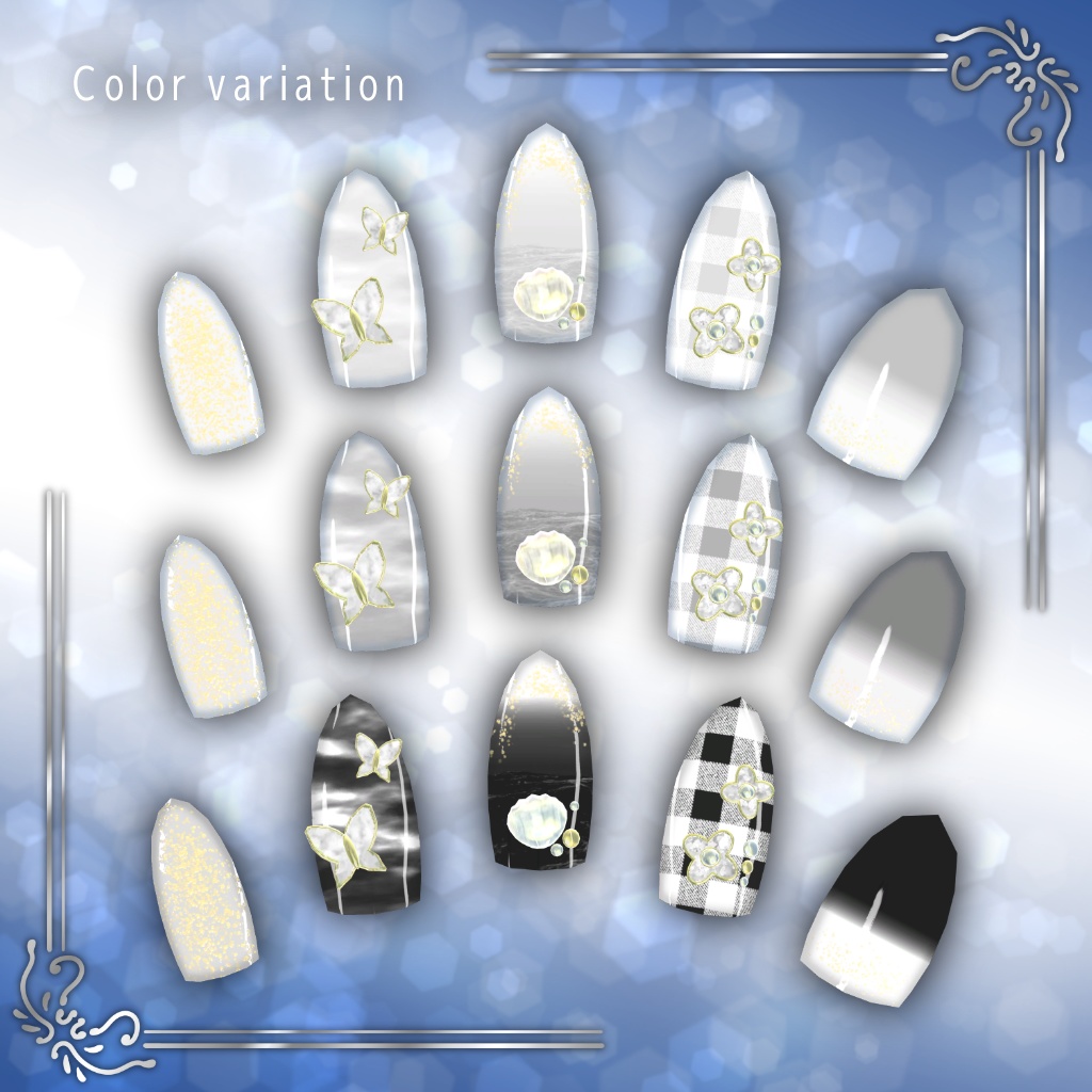 【26アバター対応】ネイル3Dモデル『サマーナチュラルネイル』