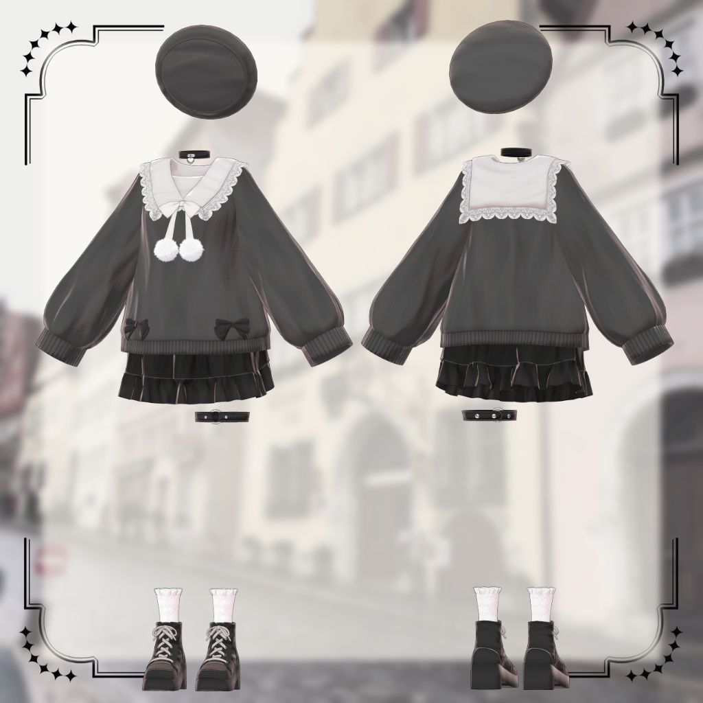 【13アバター対応】衣装3Dモデル『Cozy Puff』