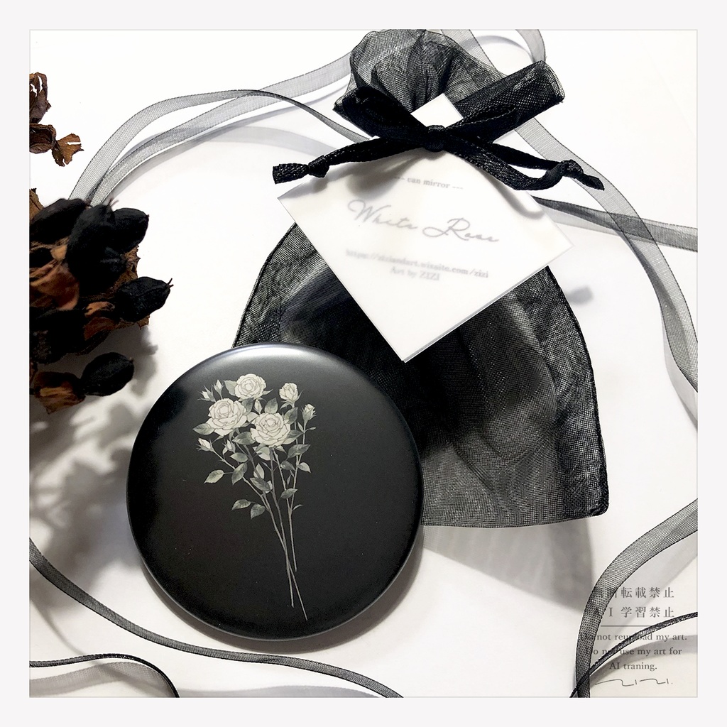 缶ミラー「White rose」
