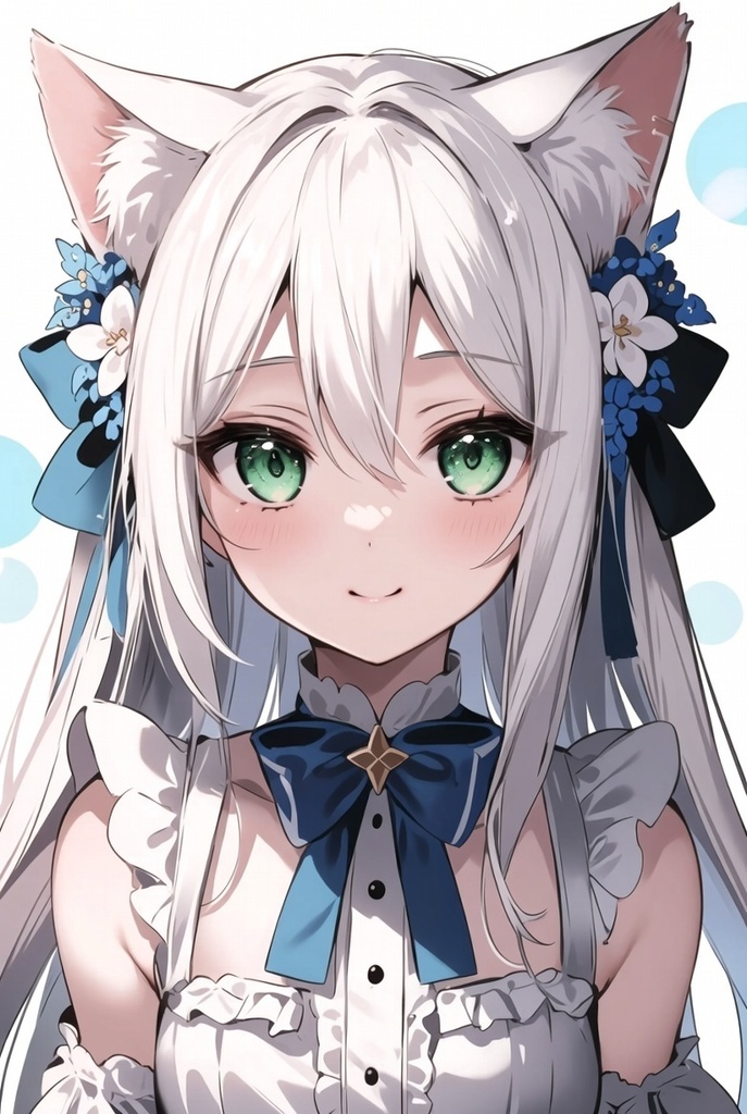 【BOOTH限定オリジナルAIイラスト】癒し系白猫耳少女【シロ】 日常衣装5種セット ♡