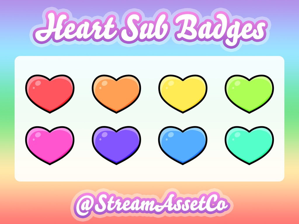 FREE Heart Sub Badges- Bright Version