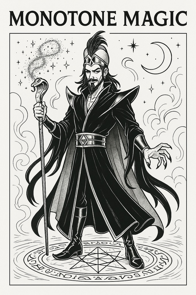 「Dark Sorcerer ~魔法に魅せられた者~」《大人の塗り絵・PDF》