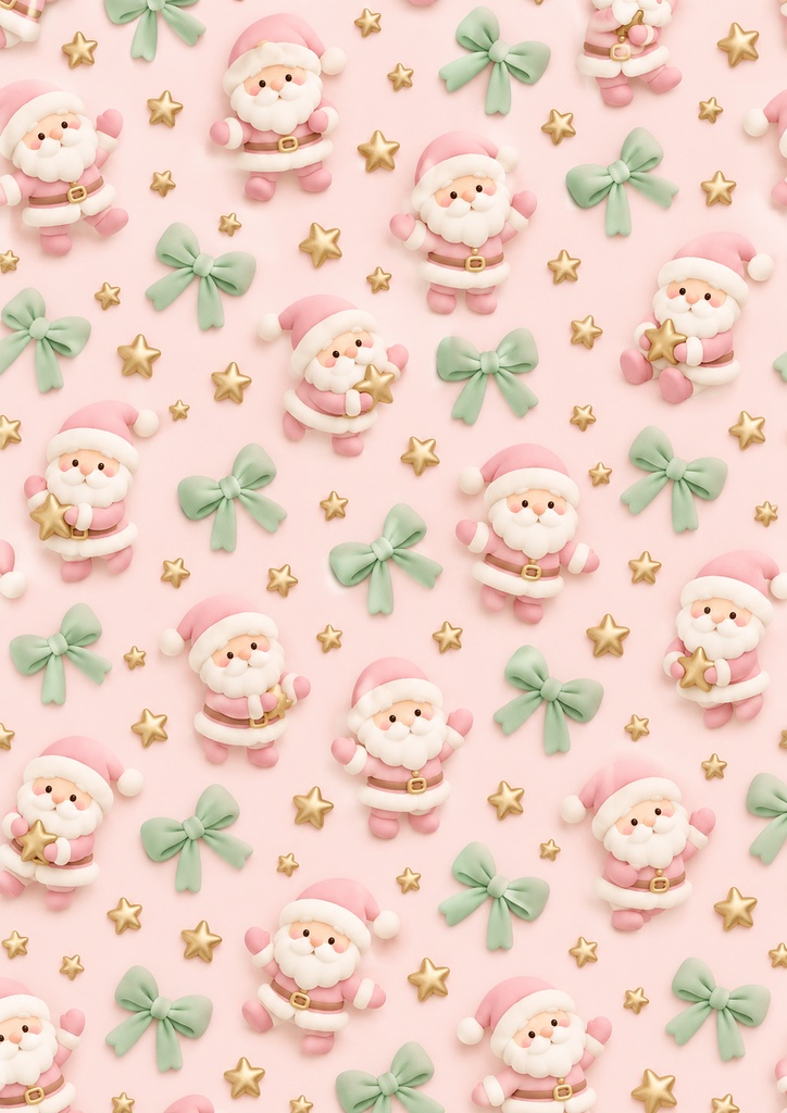 ゆめかわクリスマス デジタルペーパー|A4・300dpi|PNG&PDF|印刷素材 1柄