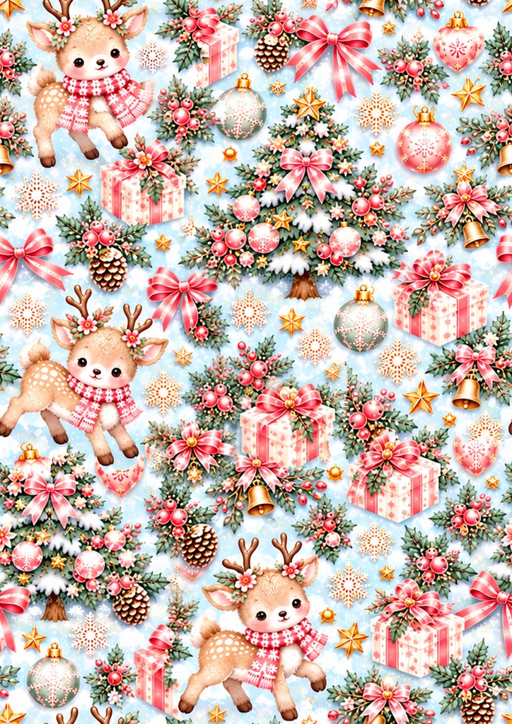 【6柄セット】ゆめかわクリスマス デジタルペーパー|A4・300dpi|PNG&PDF|印刷素材